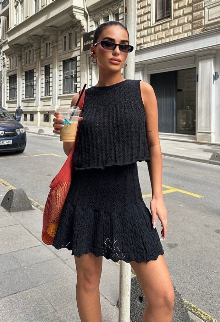 Black Knit Two-Piece Set