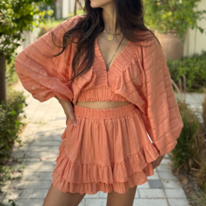Balloon Peach Skirt Co-ord Set