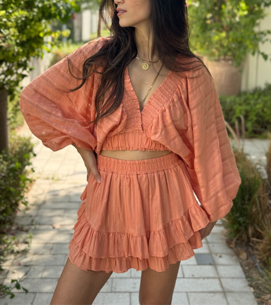 Balloon Peach Skirt Co-ord Set