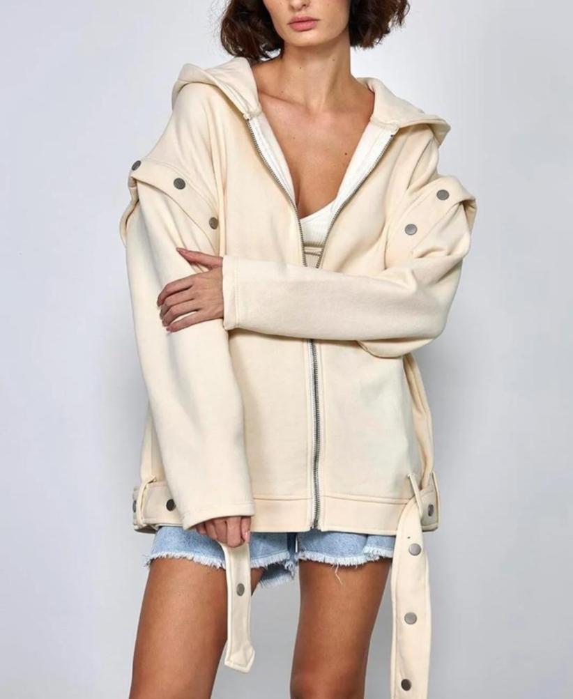 Oversized Cream Jacket with Detachable Detail